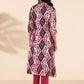 trueBrowns Pink Cotton Ikat Flared Kurta Pant Set | Swadesiicart