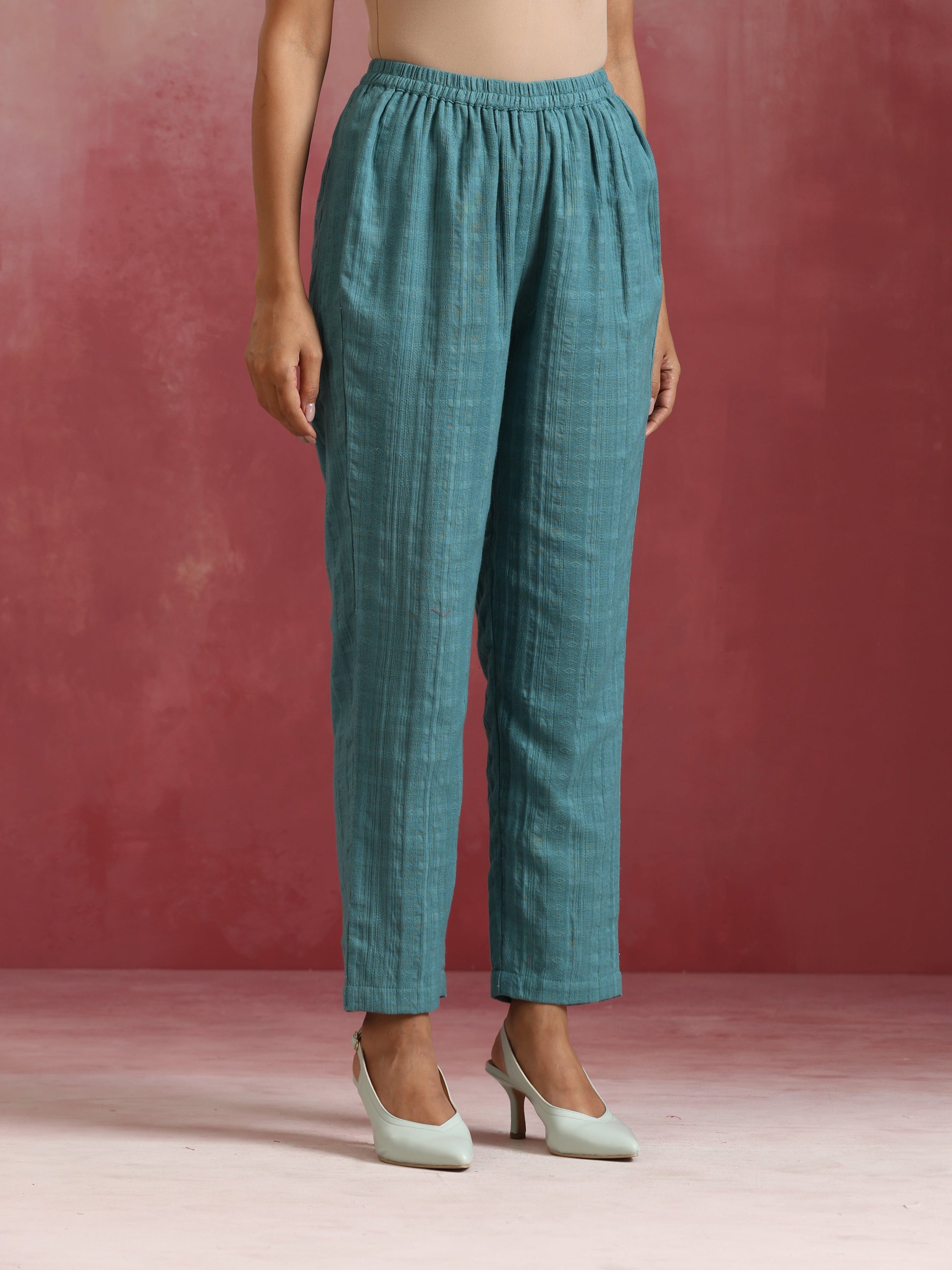 trueBrowns Light Blue Cotton Dobby Co-ord set - Swadesiicart