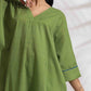 trueBrowns Green Cotton Placement Print Kurta Co-ord Set - Swadesiicart