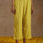 trueBrowns Lime Gold Cotton Relax High Slit Kurta Set | Swadesiicart