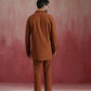 trueBrowns Men's Brown Cotton Shirt Collar Stylized Kurta Co-ord set - Swadesiicart