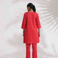 trueBrowns Red Cotton Print Kurta Co-ord Set - Swadesiicart