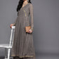 Ahalyaa Women Grey Floral Empire Kurta with Palazzos | Swadesiicart