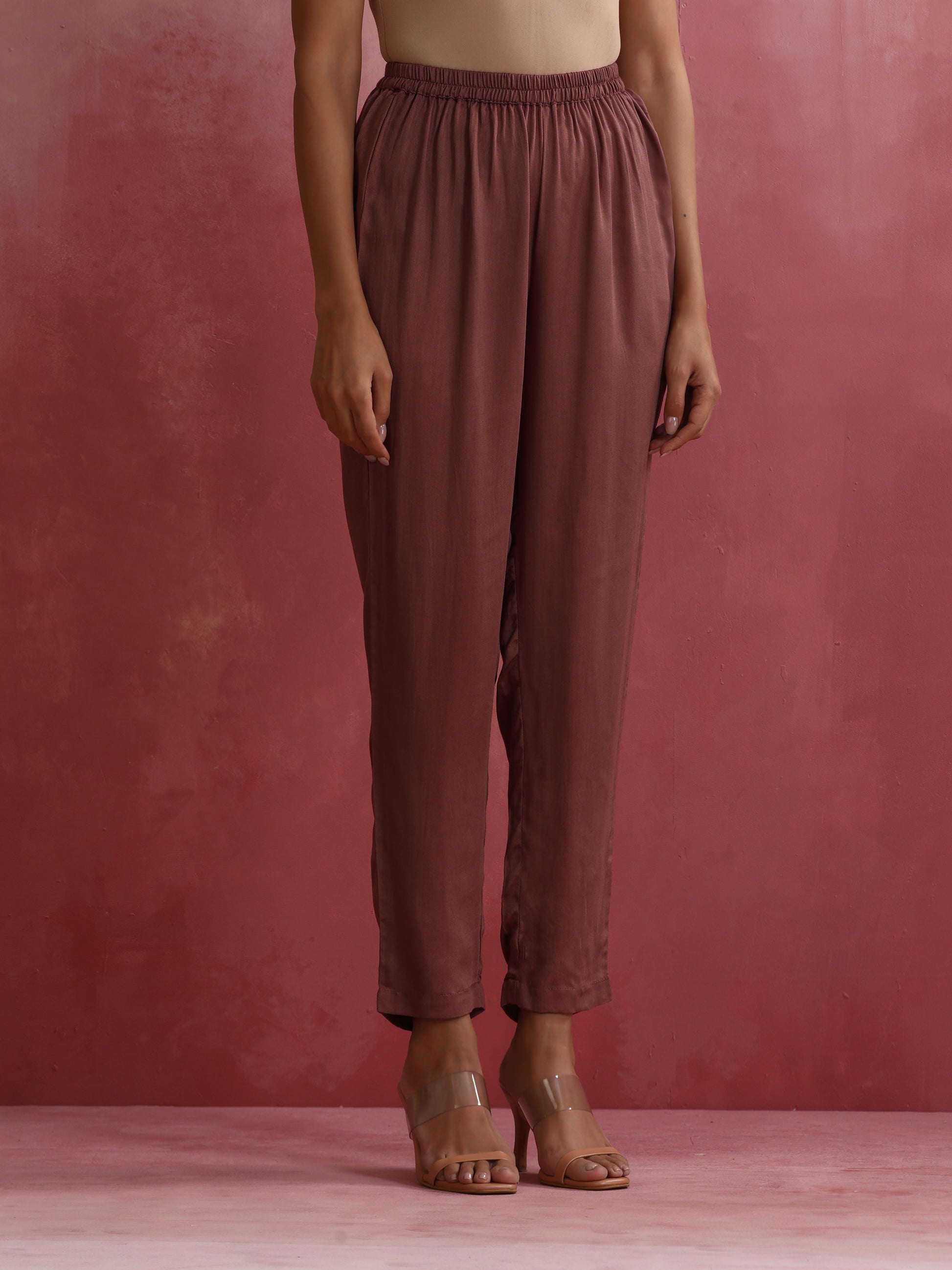 trueBrowns Brown Modal High low Kurta Set | Swadesiicart