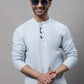 Even Apparels Blue Pure Cotton Kurta With Band Collar | Swadesiicart