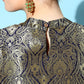 InWeave Women's Blue Banarasi Halter Kurta Set With Golden Dupatta - Swadesiicart