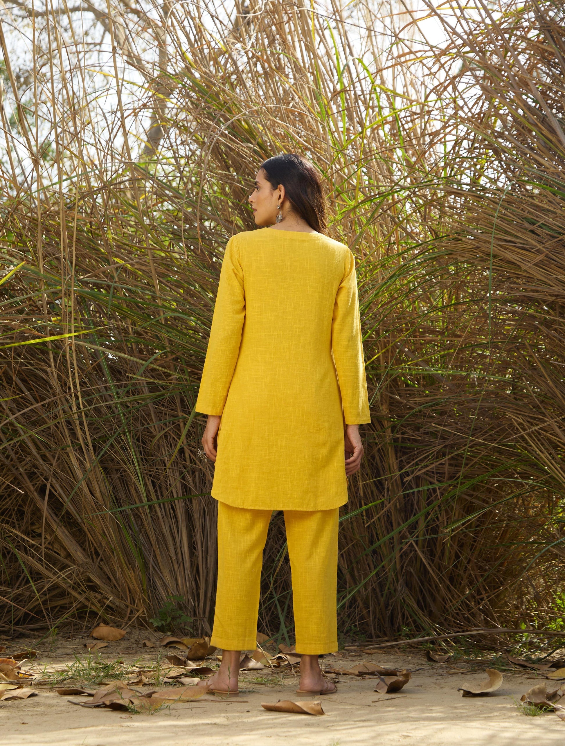 trueBrowns Mustard Cotton Co-ord Set - Swadesiicart