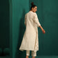 trueBrowns Ivory Peach Cotton Front Gathered Kurta Pant Set | Swadesiicart