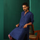 trueBrowns Men's Blue Silk Long Kurta | Swadesiicart