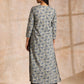 trueBrowns Blue Grey Overall Floral Block On White Print Cotton Kurta Pant Set | Swadesiicart