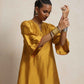 trueBrowns Gold Silk Kurta Set | Swadesiicart
