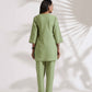 trueBrowns Green Slub Pleated Co-ord Set - Swadesiicart
