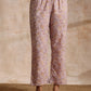 trueBrowns Grey Overall Floral Block Print Cotton Flared Slit Kurta Pant Set | Swadesiicart