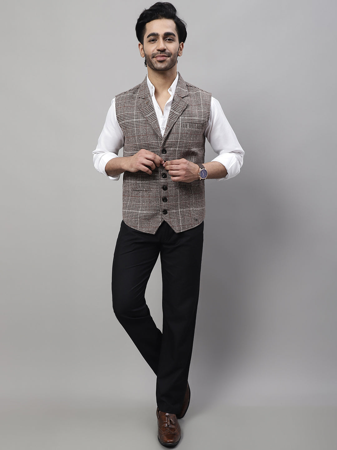 Even Apparels Men's Brown Pure Wool Nehru Jacket | Swadesiicart