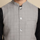 Even Apparels Men's Grey Mandarin Collar Waistcoat | Swadesiicart