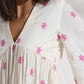 trueBrowns Off-White Cotton Floral Embroidered Flared Kurta Set | Swadesiicart