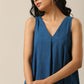 trueBrowns Classic Blue Slub Texture Sleeveless Flared Kurta Pant Set | Swadesiicart