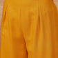 InWeave Women's Mustard Trangle Yellow Patch Work Assymentrical Kurta Set - Swadesiicart