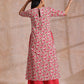 trueBrowns Pink Brown Overall Floral On White Block Print Cotton Slit Kurta Pant Set | Swadesiicart