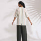 trueBrowns Off-White Cotton Stripe Jacket Top Co-ord Set - Swadesiicart