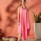 InWeave Purple Floral Peach Asymmetrical Dress - Swadesiicart
