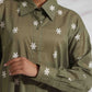 trueBrowns Olive Green Cotton Floral Embroidered Co-ord Set - Swadesiicart