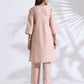 trueBrowns Light Pink Slub Kurta Co-ord Set - Swadesiicart