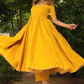 Pomcha Jaipur Rosemarry Yellow Cotton Anarkali Set | Swadesiicart