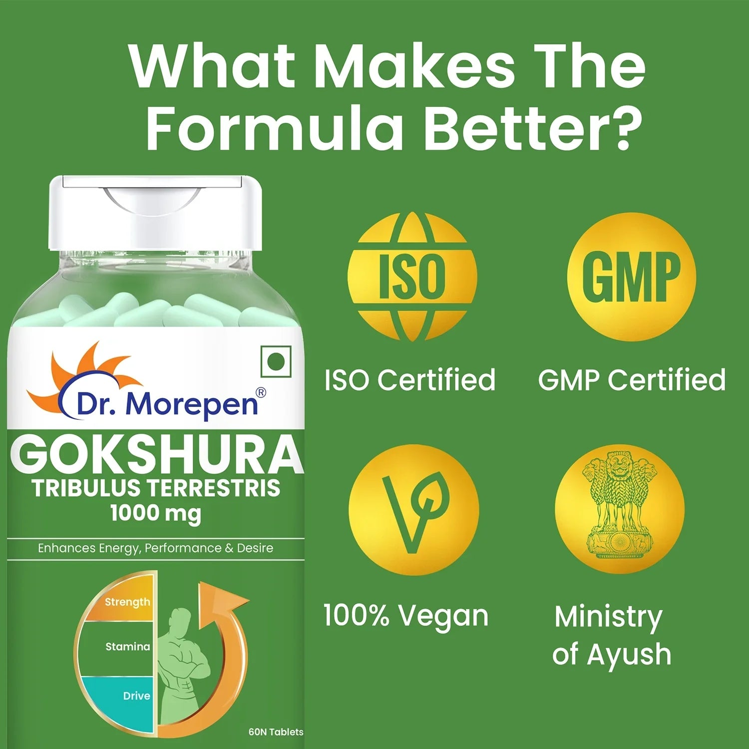 Dr Morpen Gokshura & Testo Boost -Performance Combo Pack | Swadesiicart