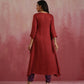 trueBrowns Maroon Modal Angrakha Kurta Set | Swadesiicart
