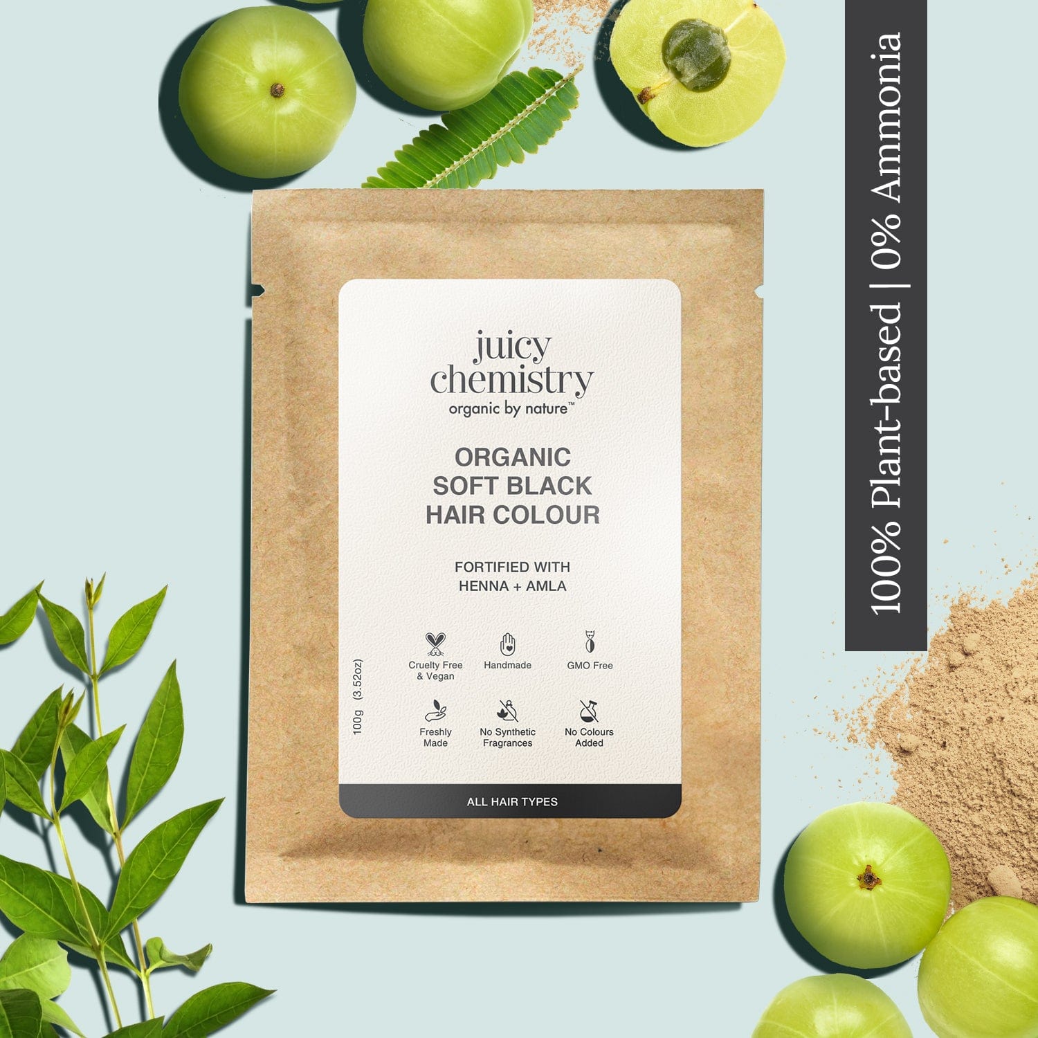 Organic Soft Black Hair Colour Fortified with Henna + Amla
