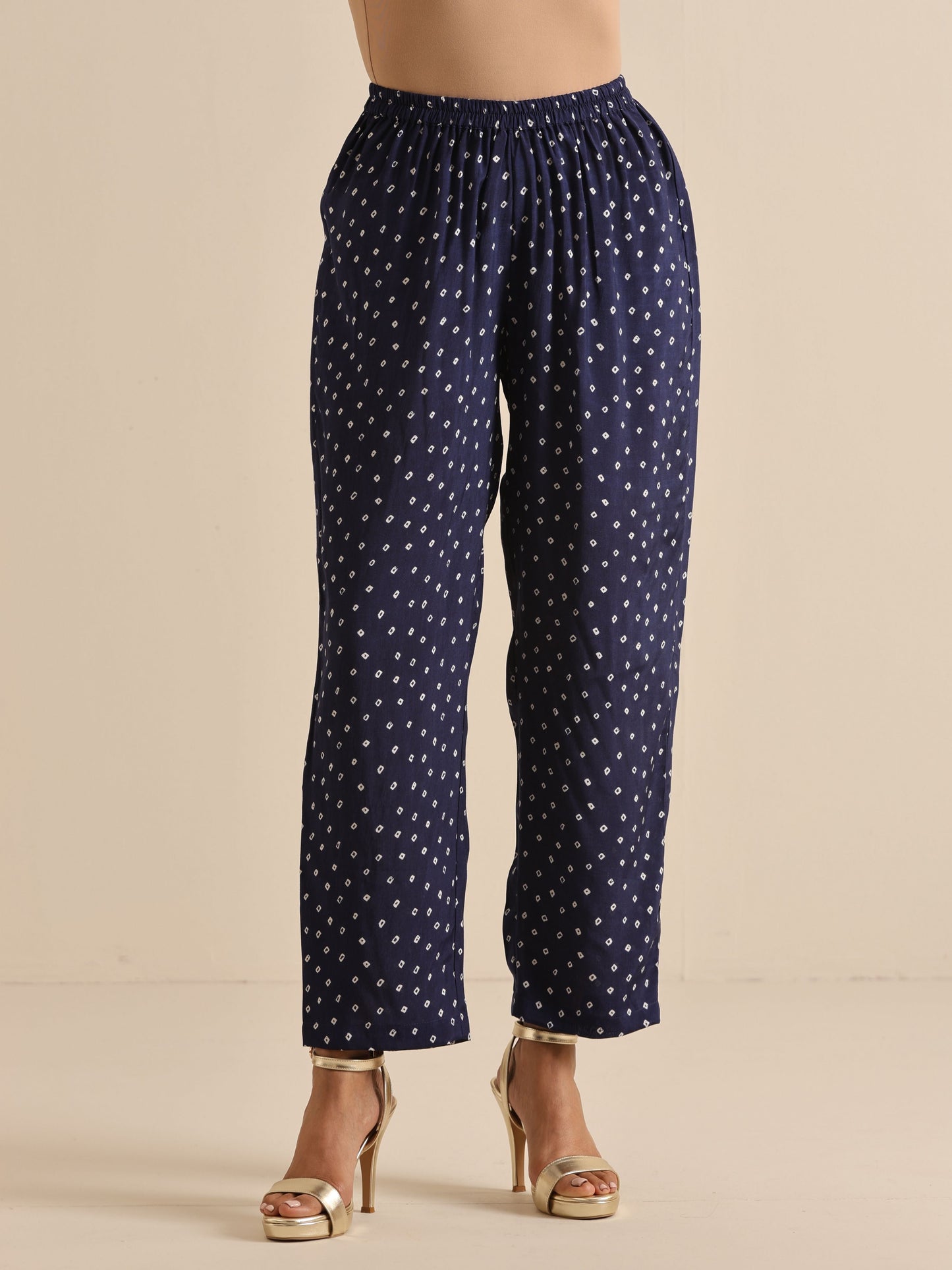 trueBrowns Blue Bandhani Silk Printed Boxy Fit Co-Ord Set - Swadesiicart