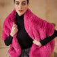 InWeave Women's Light Pink Long Faux Fur Cape - Swadesiicart