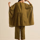 trueBrowns Olive Green Texture Doddy Kaftan Gathered Co-Ord Set - Swadesiicart