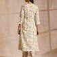 trueBrowns White Multi Color Overall Block Print Cotton Kurta Pant Set | Swadesiicart