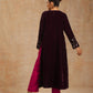trueBrowns Wine Velvet Embroidered Kurta | Swadesiicart