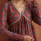 trueBrowns Rust Ajrak Print Flared Anarkali Kurta Set | Swadesiicart