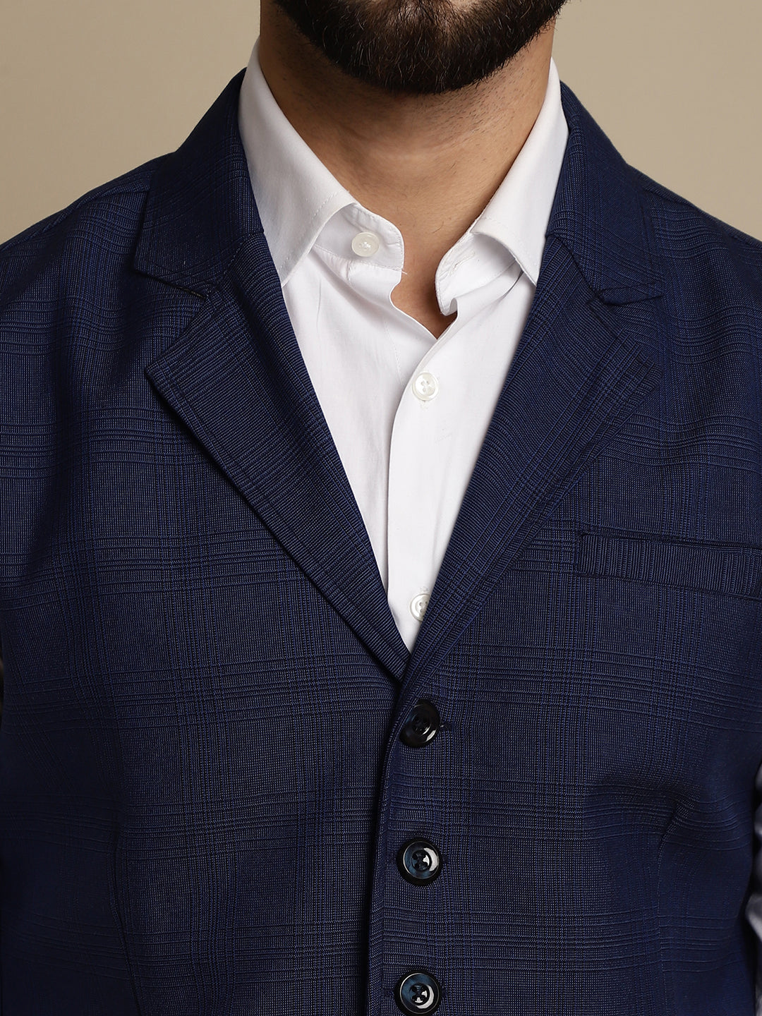 Even Apparels Men's Blue Waistcoat with Notched Lapel | Swadesiicart
