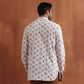 trueBrowns Men's Ivory Printed Short Kurta | Swadesiicart