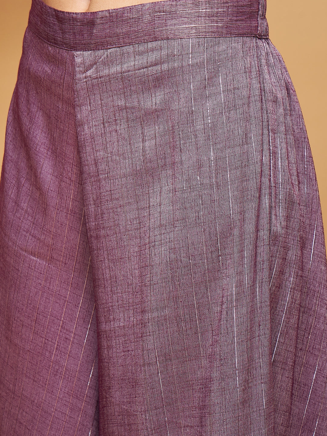 InWeave Women's Mauve Lurex Short Pallazo Kurta Set - Swadesiicart