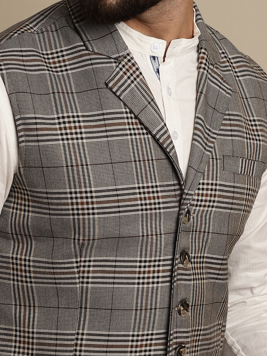 Even Apparels Men's Brown Waistcoat with Notched Lapel | Swadesiicart