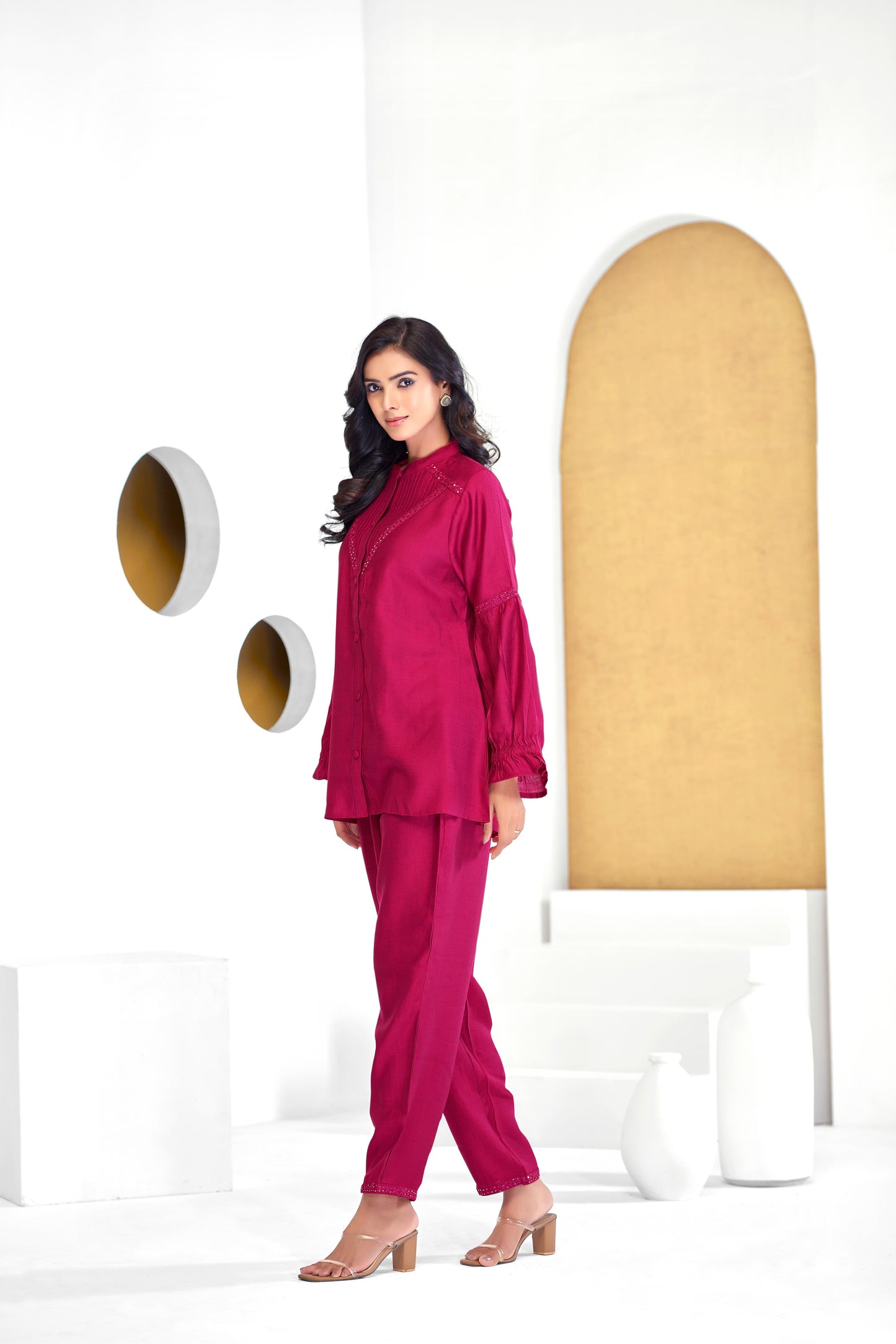BulBul Mahi Red Co-Ord Set - Swadesiicart