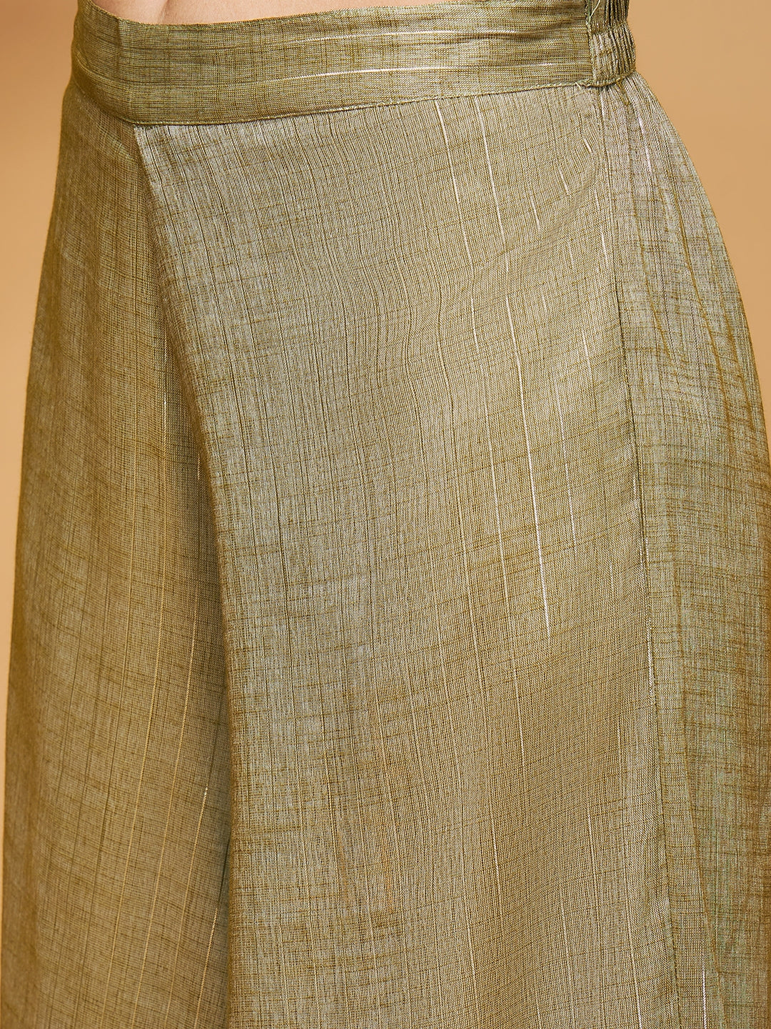 InWeave Women's Olive Lurex Short Pallazo Kurta Set - Swadesiicart