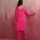 trueBrowns Pink Modal Round Neck Kurta Co-ord Set - Swadesiicart