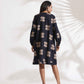 trueBrowns Black Cotton Print Short Dress | Swadesiicart