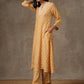 trueBrowns Beige White Flared Printed Silk Kurta Pant Set | Swadesiicart