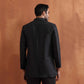 trueBrowns Men's Black Chanderi Long Jacket | Swadesiicart