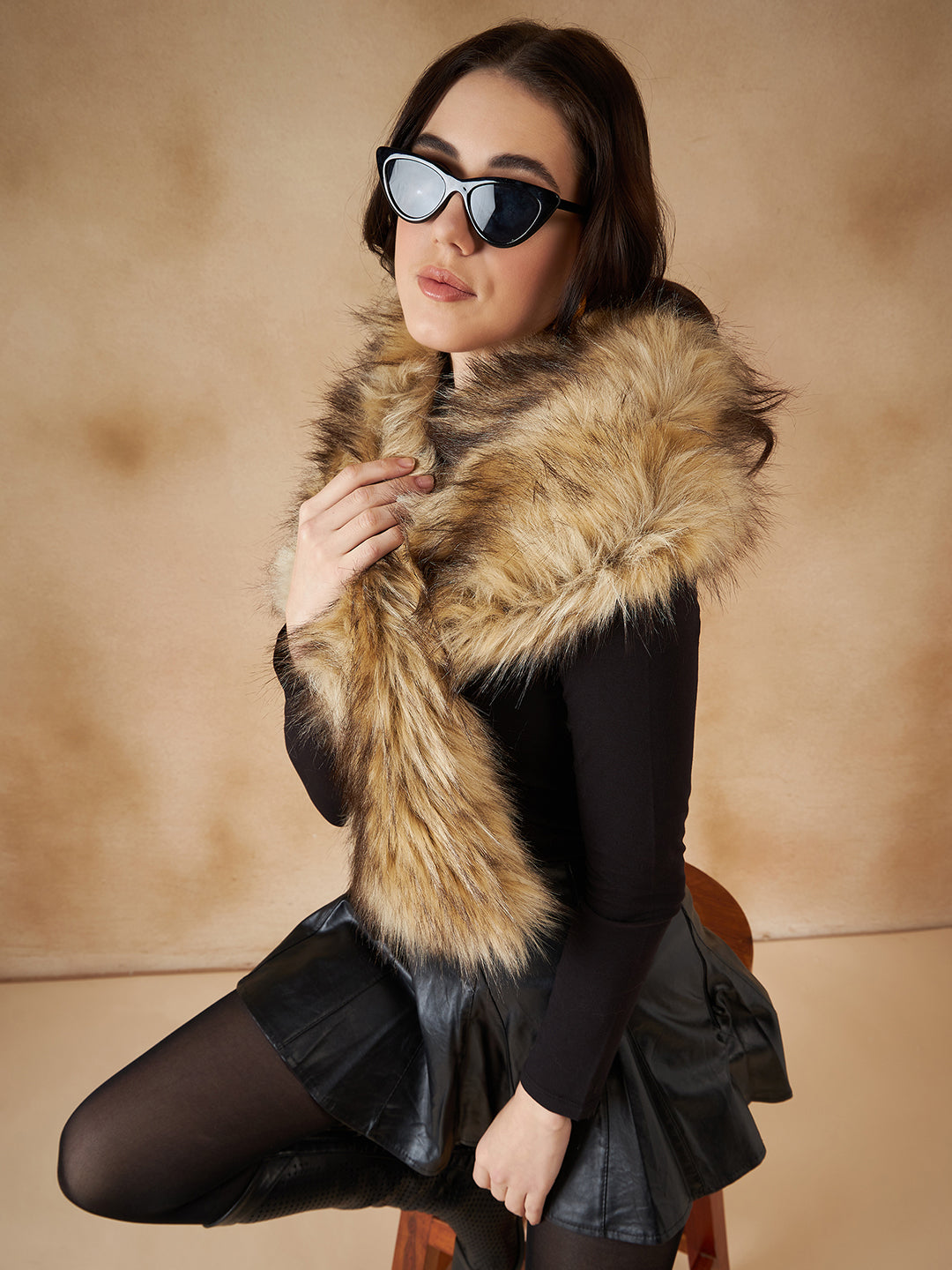 InWeave Women's Cat Print Faux Fur Neck Warmer - Swadesiicart