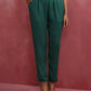 trueBrowns Green Modal Pleated Kurta Set | Swadesiicart