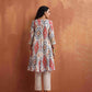 trueBrowns Off White Ikat Print Anarkali Kurta Co-ord Set - Swadesiicart